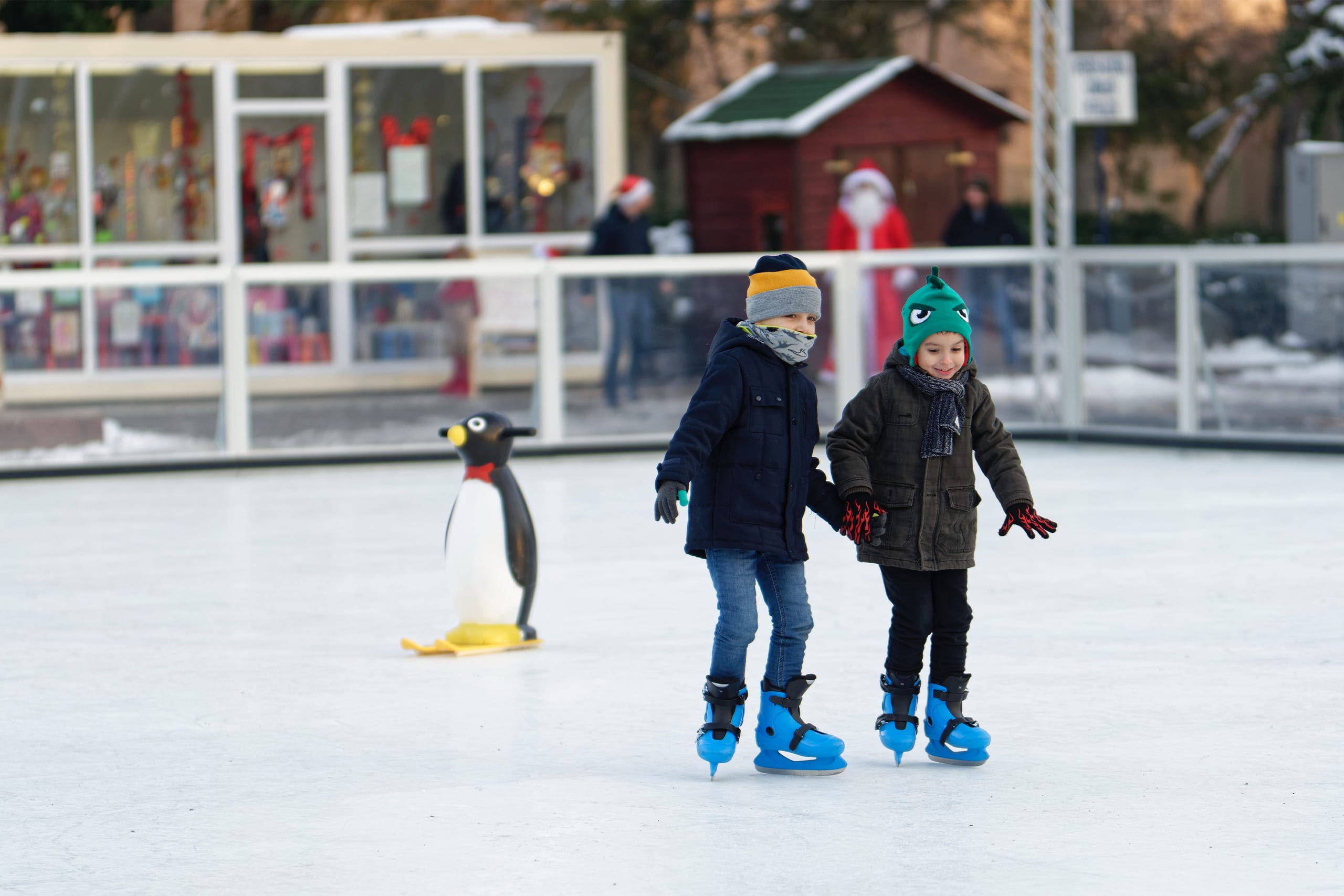 Children Outdoor Skating in Winter